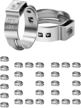 Ruby.q 744110424058 1/2in / 3/4in Pex Cinch Clamps 50/100/200 Pack Stainless Steel Single Ear Hose