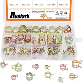 Rustark R-h-55 55pcs Spring Band Type Action Fuel Line Silicone Vacuum Hose Pipe Clamp Low Pres