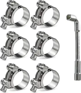 Seksuala 705353682094 6 Pack 23-25mm 0.9-0.98 Inch T-bolt Hose Clamp Stainless Steel 304 Intercooler Pip
