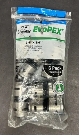 Sharkbite K016a6 6 Pc Evopex 3/4 Inch X Straight Coupling - Pex Only