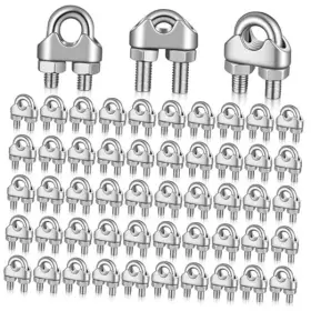 Shenliu 733933 50 Pack 1/4 Inch Stainless Steel Wire Rope Cable Clip Clamp M6