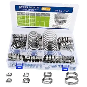 Steelsoft Ushoseass 90 Heavy Duty Worm Gear Hose Clamp Assortment Kit 5/16 To 2-3/8 Inch 8-60mm Large
