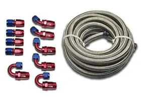 Tt Racing 736891971630 Performance Fuel Line Kit - 12 An 3/4 20ft Stainless Steel Braided Gas