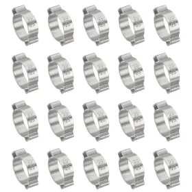 Uxcell 619668420114 20pack 20-23mm Double Ear Hose Clamp 304 Stainless Steel O Clip Crimp Rings
