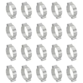 Uxcell 619668420138 20pack 23-27mm Double Ear Hose Clamp 304 Stainless Steel O Clip Crimp Rings