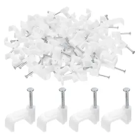 Uxcell 649603612946 100pcs Half Clamp J-hook With Nail 10mm Square Single Cable Wire Clips