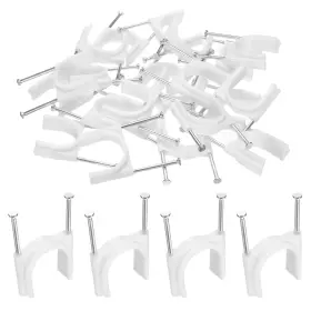 Uxcell 649603612984 25pcs Half Clamp J-hook With Nail 30mm Circular Double Cable Wire Clip Uxcell 649603612984 25pcs Half Clamp J-hook With Nail 30mm Circular Double Cable Wire Clip