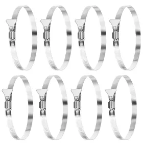 Uxcell 672668677421 5 Inch Stainless Steel Hose Clamp 8 Pcs 118-140mm 4.7-5.6inch Key Type