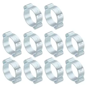 Uxcell 724117409753 30 Pack 15-18mm Double Ear Hose Clamp Galvanized Steel Crimp Rings