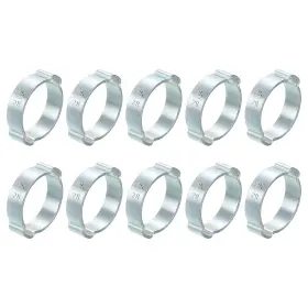 Uxcell 745060666918 10pcs Double Ear Hose Clamps Adjustable 25-28mm Iron Zinc Plated