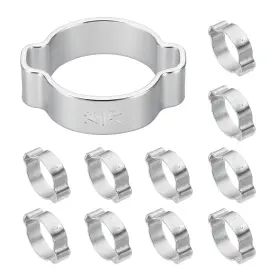 Uxcell 783243986347 12pcs Double Ear Hose Clamp Adjustable 20-23mm 304 Stainless Steel O Clip Crimp Uxcell 783243986347 12pcs Double Ear Hose Clamp Adjustable 20-23mm 304 Stainless Steel O Clip Crimp