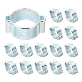 Uxcell 783243987368 24pcs Double Ear Hose Clamp 15-18mm Zinc Plated Steel O Clip Crimp Uxcell 783243987368 24pcs Double Ear Hose Clamp 15-18mm Zinc Plated Steel O Clip Crimp