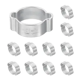 Uxcell 783243988235 12pcs Double Ear Hose Clamp Adjustable 13-15mm 304 Stainless Steel O Clip Crimp Uxcell 783243988235 12pcs Double Ear Hose Clamp Adjustable 13-15mm 304 Stainless Steel O Clip Crimp