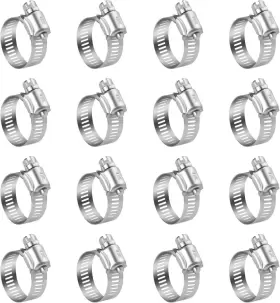 Winl 313025667616 Stainless Steel Hose Clamps - 16 Pack Worm Gear Drive Sae 12 C