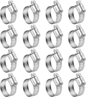 Winl 313046528521 Stainless Steel Hose Clamps - 16 Pack Worm Gear Drive Sae Cl