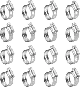 Winl 313052151164 Stainless Steel Hose Clamps - 16 Pack Worm Gear Drive Sae 12 Cl