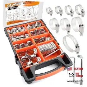 Xaugiry Mshg-175 175pcs Hose Clamps 304 Stainless Steel Clamp Kit 1/4 Inch -2 Xaugiry Mshg-175 175pcs Hose Clamps 304 Stainless Steel Clamp Kit 1/4 Inch -2