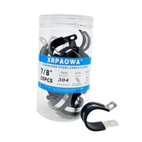 Xrpaowa 610521512373 7/8 Inch Stainless Steel Cable Clamps 20 Pcs Rubber Cushioned 22mm Xrpaowa 610521512373 7/8 Inch Stainless Steel Cable Clamps 20 Pcs Rubber Cushioned 22mm
