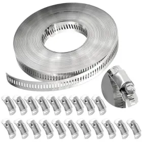 Xthrotsenk 677182 1 Yyynohie 32.8ft Hose Clamps 304 Stainless Steel Worm Gear Duct Pipe Diy Metal