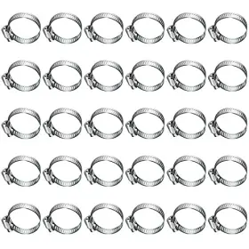 Ylbhc006 30pcs Adjustable Worm Gear Hose Clamp Stainless Steel Pipe 3/8 Inch -1 16-25mm