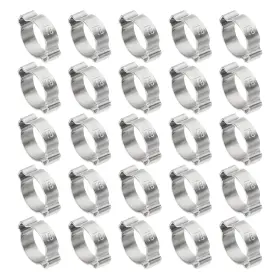 Zaplyte 656320852210 30 Pack 15-18mm Double Ear Hose Clamp 304 Stainless Steel O Clip Crimp Rings