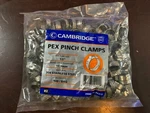 Pex Pinch Clamps 100pk - 1/2" Tube Open Di. 17.5mm Stainless Steel Cambridge. Fixed Price $14.99.