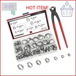 Dywishkey 304 Stainless Steel Single Ear Hose Clamps With Pincers Kit (90 Pcs). Fixed Price $28.69.